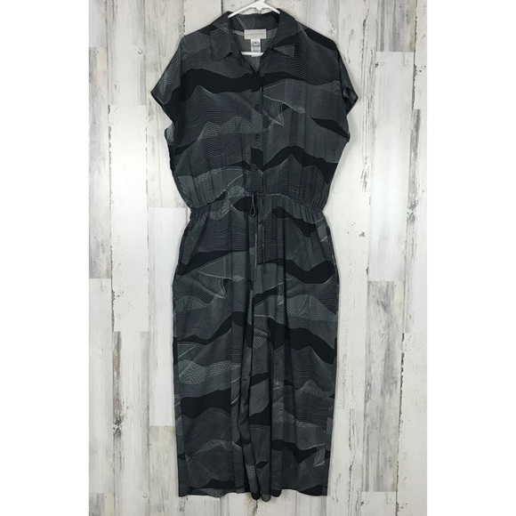 Corey Lynn Calter Pants - Corey Lynn Calter Black & Gray Patterned Jumpsuit